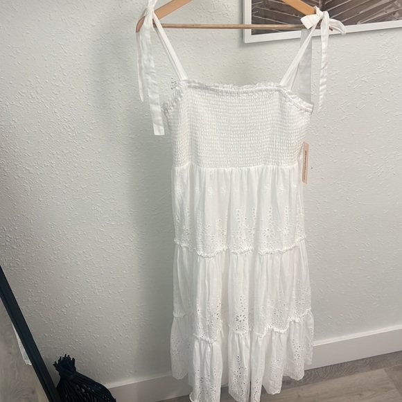 White Aqua Tie Knot Trap Dress - Picture 3 of 10